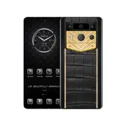 METAVERTU 2nd Generation Luxury Custom-Made Gold with Diamonds Black Alligator Web3 AI Phone