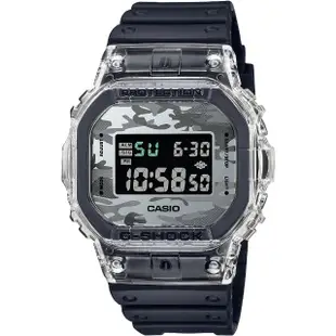 【CASIO 卡西歐】G-SHOCK 透明迷彩 經典方形電子錶(DW-5600SKC-1)
