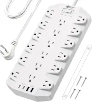 Power Strip Surge Protector, 18 Outlets with 2 USB C + 2 USB a Ports, 1875W/15A