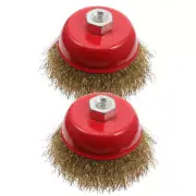 2 Pcs Round Wire Brush Brass Cup Brush Wire Wheel Grinder