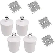LT500P Fridge Freezer Water Filter + Fridge Fresh Air Filter Replacement for LG 5231JA2002A 5231JA2002A-2 5231JA2002A-S 5231JA2002B ADQ72910901 AP250R DCNZ5231JA2002 T2004CNZ1648-0019 - 4 Set