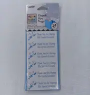 Darice Baby Favorites Shower Favor Tags Blue Boy Tie-On Thank You Tag