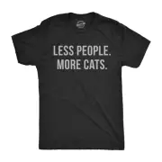 Mens Less People More Cats Tshirt Funny Pet Kitten Lower Tee For Guys