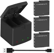 Compatible for Insta360 Ace Pro Ace 2200mAh Battery+3-Slots LED Charger Compatible for Insta360 Ace Pro Battery Accessories(3BatteryWithCharger)