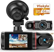 Dash Cam Front and Inside, FHD Dashcams for Cars with 64GB Card Dash Camera for Cars, 1080P Front Dash Cam+1080P Inside Dashcam for Car Dash Camera with IR Night Vision Loop Recording