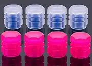 MEAJOO 8PCS Fluorescent Tire Valve Stem Caps, Luminous Car Tire Air Cap, Corrosion Resistant Leak-Proof Wheel Valve Cover, Universal for Cars, Trucks, Bikes, Motorcycles, Bicycles(Pink&Blue)