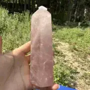 570g Natural Strawberry Quartz Crystal Obelisk Quartz Point Reiki Healing