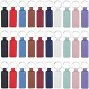 [Binxus] 30 Pcs Leather Keychain Blanks DIY Leather Keychain for Engraving Blank Sublimation Leather Keychains for DIY Craft