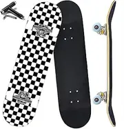 [Anyfun] Pro Complete Skateboards for Beginners Girls Boys Kids Youths Teens Adults 31"x8" Skate Boards 7 Layers Canadian Maple Double Kick Deck Concave Longboard
