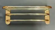 18" Towel Shelf with 2 Bars Polished Brass