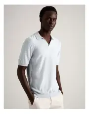 [Blaq] Essential Hayes Knit Short Sleeve Polo in Light Blue