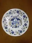 12" antique white Marble side Coffee Table Top peacock round Inlay lapis k9