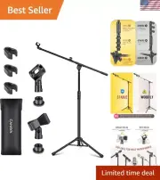 Dual-Use Portable Tripod Microphone Stand | Adjustable Boom Arm & Carrying Bag