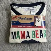 Dearfoams “Mama Bear” Pajamas Women’s Size Small Two Piece Pajama Set Plaid Pant