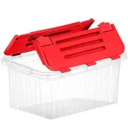 Superio 33L Hinged Lid Storage Tote, Stackable Storage Container w/ Lid, 4 Pack