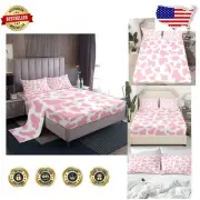 Vibrant Pink Cow Animal Print Sheet Set for Full Beds - Super Soft & Breathable