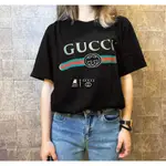 【逢甲 FUZZY】GUCCI 經典 復古 標誌 刺繡花 LOGO OVERSIZED 女款 短袖 短T