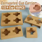 100pcs Disposable Coffee 1/2/4Cup Holder Tray Cardboard Drinks Takeaway Travel