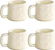 Qiccijoo Ceramic Coffee Mug Set for 4,Coffee Cups 400ml/14 Ounce Modern Style Coffee Mugs with Handles Porcelain Mugs Sets Large Coffee Mugs for Latte,Cappuccino, Tea, Hot Cocoa, Milk（Yellow）
