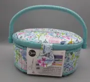 DRITZ~Aqua Embroidery Sewing Basket Set Z10460