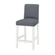 BERGMUND bar stool with backrest, white/Gunnared medium grey, 62 cm