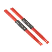 2 Pairs Nylon Drumstick 7A Plastic Anti Slip Handle Drum Stick Red, 16"