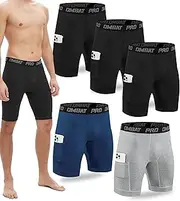 [Antoyo] 5 Pack Compression Shorts Men with Pocket Spandex Athletic Baselayer Shorts Quick Dry Compression Sports Underwear