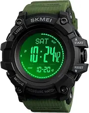 Compass Watch Army, Digital Outdoor Sports Watch for Men Women, Pedometer Altimeter Calories Barometer Temperature Waterproof