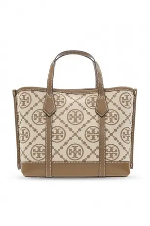 TB包 全新正品 Tory Burch 83313 小款棕色 現貨 PERRY 緹花帆布三格拖特包 水餃包 通勤包