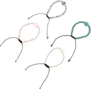 LALAFINA 4pcs Anti Motion Sickness Bracelet Sea Bands for Motion Sickness Adjustable Acupressure Bracelet Bracelets Beaded Anti Nausea Wristband Travel Round Jewelry Volcanic Rock