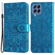 For Samsung Galaxy M33 5g (global Version) Shockproof Pu Leather Phone Case Magnetic Closure Sunflower Imprinted Stand Flip Wallet Cover With Strap
