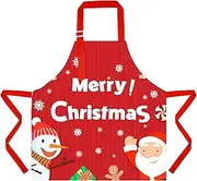 Fiodrimy Aprons for Kids, Kids Art Apron Girls Boys Painting Apron with Pockets Adjustable for Cooking Baking Kitchen (3-5 Years, Merry Christmas), Merry Christmas, 3-5 Years