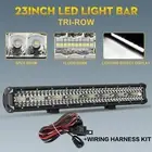 23 inch LED Light Bar SPOT FLOOD 4x4 Work Driving Bars Triple Row +Wire