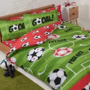 Football Red Double Duvet Cover and Pillowcase Set Children Offside Score