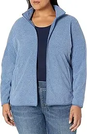 [Amazon Essentials] Women's Classic-Fit Long-Sleeve Full-Zip Polar Soft Fleece Jacket (Available in Plus Size), Blue Heather, Medium