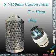 Hydroponic 6Inch 150mm H=50CM Activated Carbon Filter Vent Fan Grow Room Ducting