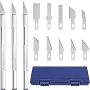Exacto Knife Set, 13PCS Precision Hobby Craft Xacto Blades Kit with 3 Craft Knife Handles for Pumpkin Carving Modeling Fondant Wood & Leather Art DIY