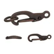 Clasp, 12 Antiqued Copper Plated Brass 11x5mm Self Closing Hook Clasps