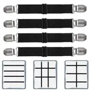 Adjustable Bed Sheet Clips, Sheet Fasteners Long type 4 pcs - 1 set Black