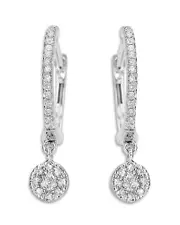 Meira T 14K White Gold Diamond Dangle Hoop Earrings