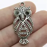 Free Ship 44 Pcs Antique Silver Owl Charms Pendant 43x20MM B12049
