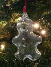 NEW in BOX STEUBEN Crystal GINGERBREAD MAN Christmas Tree Heart RARE ORNAMENT