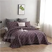 Quilt Bedspread Sets - 3 Piece Queen Size Floral Pattern Cotton Bedspreads Coverlet Lightweight Bedding Set All Season Quilts (1 Quilt,2 Pillow Shams) (Color : A, Size : 250x230cm-50x70cm x2)