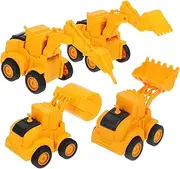 Kisangel 4Pcs Engineering Vehicle Realistic Excavator Front Loader Models for Age Construction Trucks for Imaginative Play Present