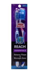 Reach Essentials 2 Pack Angled Neck Soft Bristles Toothbrushes With Brush Cap