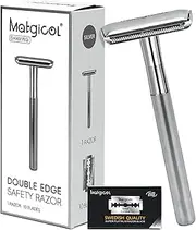 Premium Heavy-Weight Safety Razor for Men – Swedish Steel Blades, Solid Brass Long Handle Professional Close Shave, Built to Last a Lifetime (Silver)