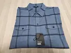 PAIGE Jeans NEW Everett Lightweight Window Pane Flannel Shirt In Tide Blue SZ L