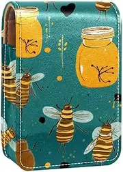 Lipstick Case,Portable Makeup Bag Cosmetic Pouch,Lipstick Holder Makeup Organizer,Bee Honey