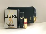 Yves Saint Laurent Beaute YSL black & gold Makeup cosmetics Bag With Makeup Set