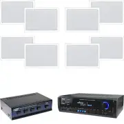 6.5" In-Wall 200W Speakers, Pyle Bluetooth USB Home Receiver & Speaker Selector
